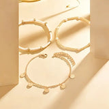 Set di cavigliere sovrapposte in stile costiero 3 pezzi | Oro
