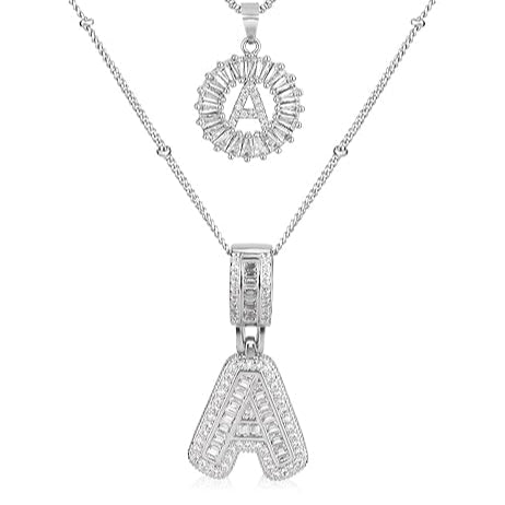 Set di collane con iniziali | Oro bianco