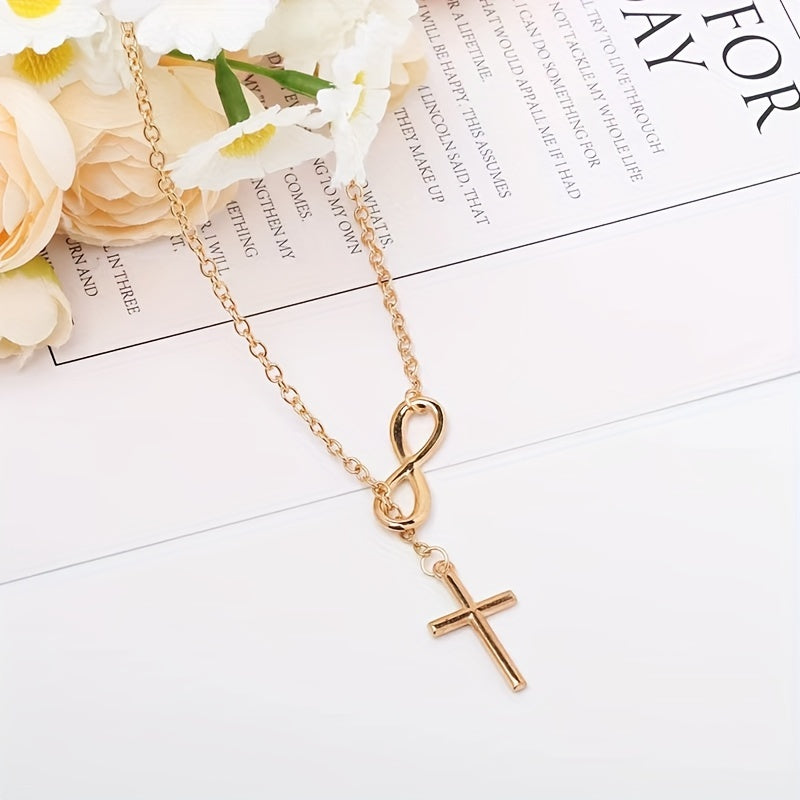 Pendente croce eterna | Oro bianco