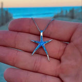 Pendente stella in blu e opale oro bianco | Oro bianco