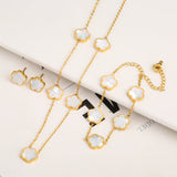 Set Bracciale+Collana+Orecchini quadrifoglio | Oro