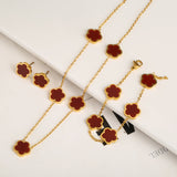 Set Bracciale+Collana+Orecchini quadrifoglio | Oro