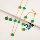 Set Bracciale+Collana+Orecchini quadrifoglio | Oro