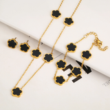 Set Bracciale+Collana+Orecchini quadrifoglio | Oro