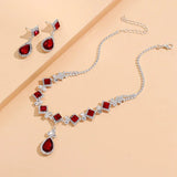 Set « gocce rosse » con collana a girocollo e orecchini pendenti | Oro